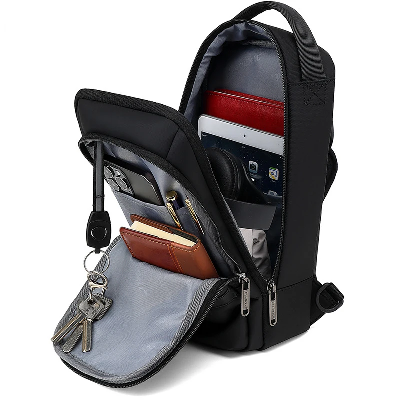 Multi-function New Men's Chest Bag Simple Casual Nylon Diagonal Shoulder Bag Waterproof Wear-resistant  Free Shipping