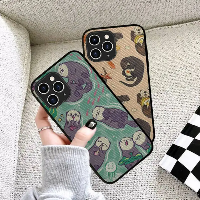 

Cute cartoon otter Phone Case Hard Leather Case for iPhone 11 12 13 Mini Pro Max 8 7 Plus SE 2020 X XR XS Coque