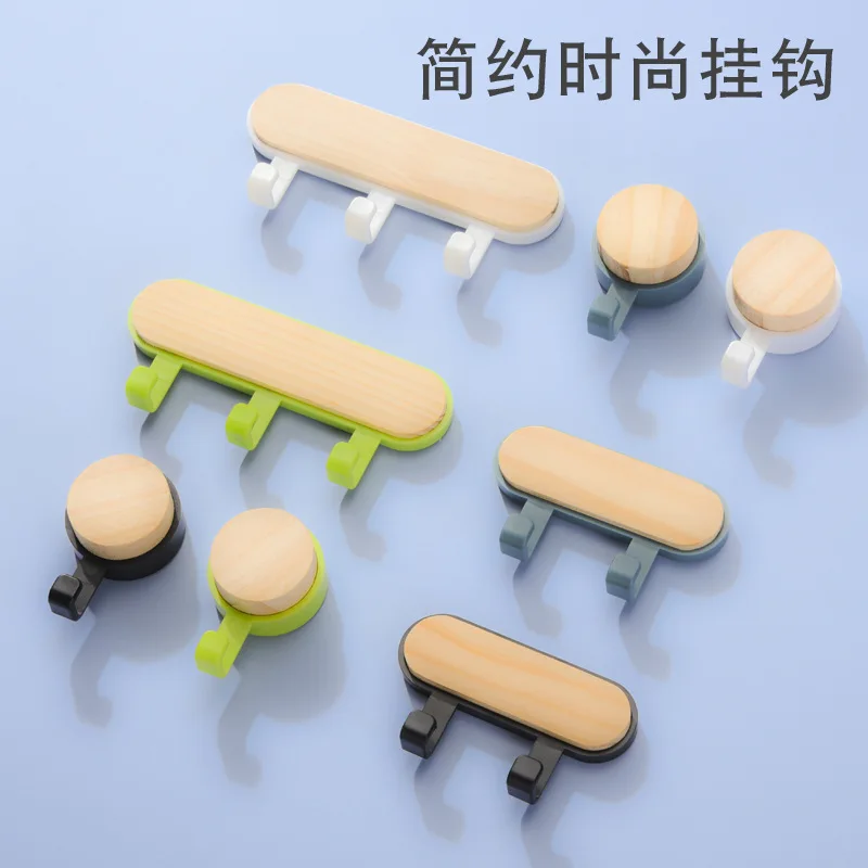 

New Wood Multi Function Hooks Home Accessories Strong Adhesive Wall Hanger Bathroom Kitchen Desk Hook Organizer Clothes Key Rack