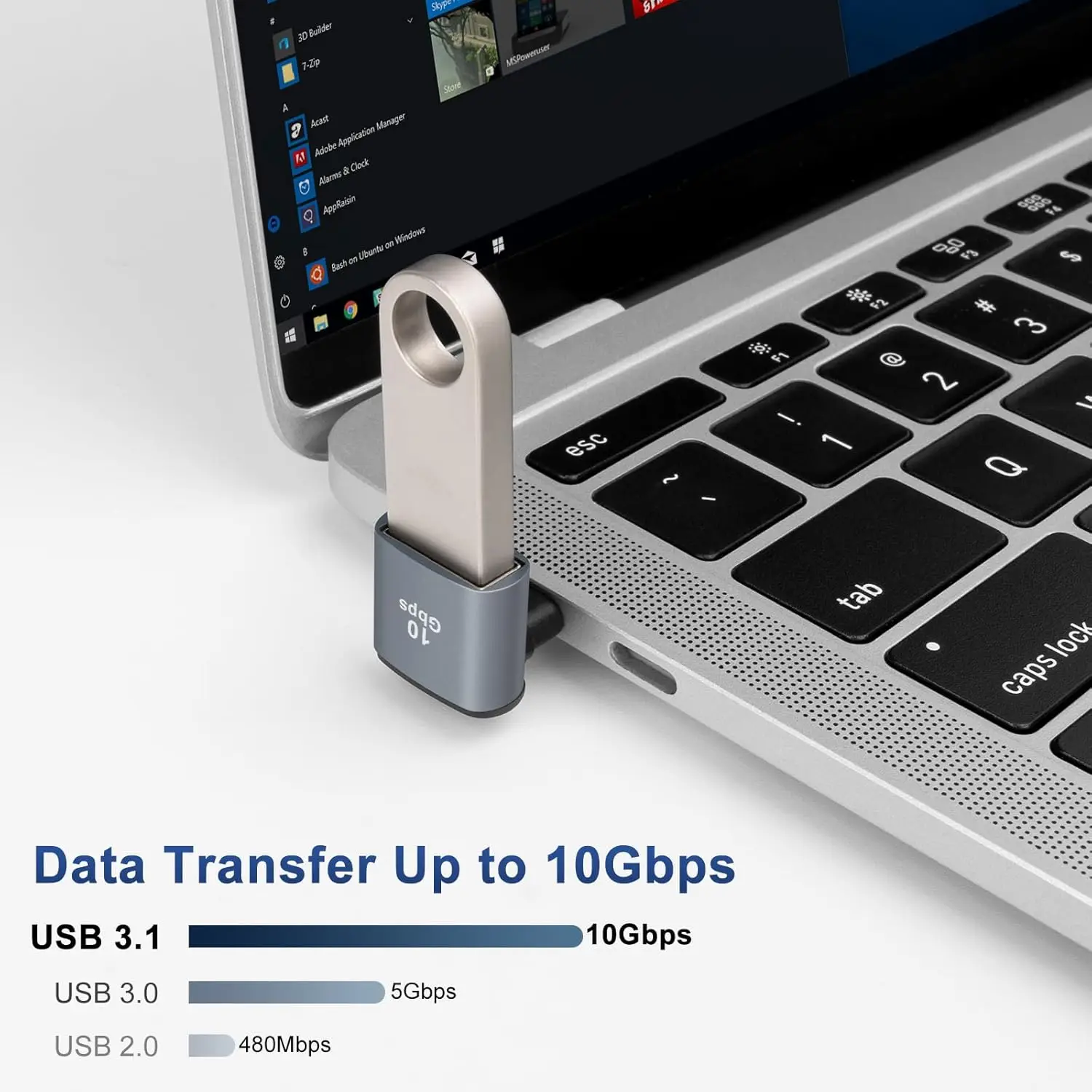 Фото 90-градусный адаптер USB C к USB 3.1 OTG, прямоугольный адаптер типа C к USB, передача данных 10 Гбит/с для смартфонов, планшетов, ноутбуков №3
