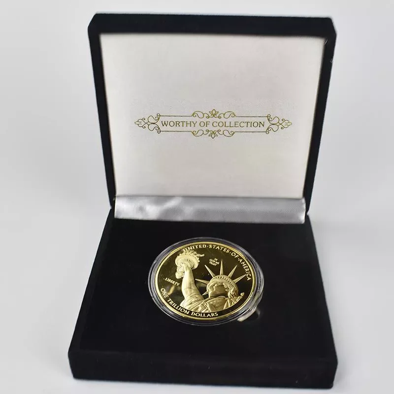 

Gold Coins 1 Trillion Dollar Plated US coin Collection cryptocurrency Coin with Black Gift box Metal Commemoration gift coin
