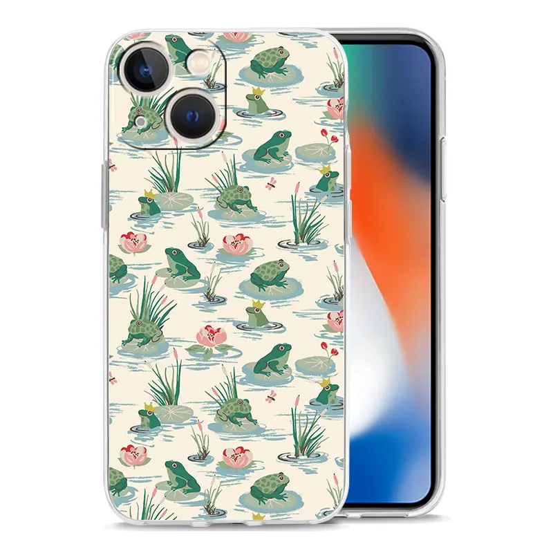Мягкий прозрачный чехол из ТПУ для iPhone 17, 16, 15, 14, 13, 12, 11 Pro Max, 17 Air, 7, 8 Plus с реалистичным принтом лягушки (art.: 3920d998c19a2) - 3920d998c19a2