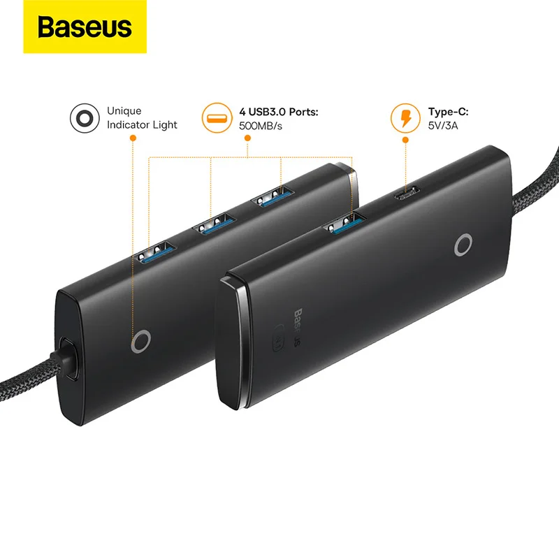 4-портовый адаптер Baseus Type- C USB-A для USB 3 0*4 Ethernet сплиттер ноутбука MacBook Pro |