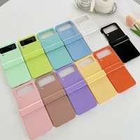 candy color glossy piano paint phone case for samsung galaxy z flip 3 5g chic hinge protector full protection shockproof cover