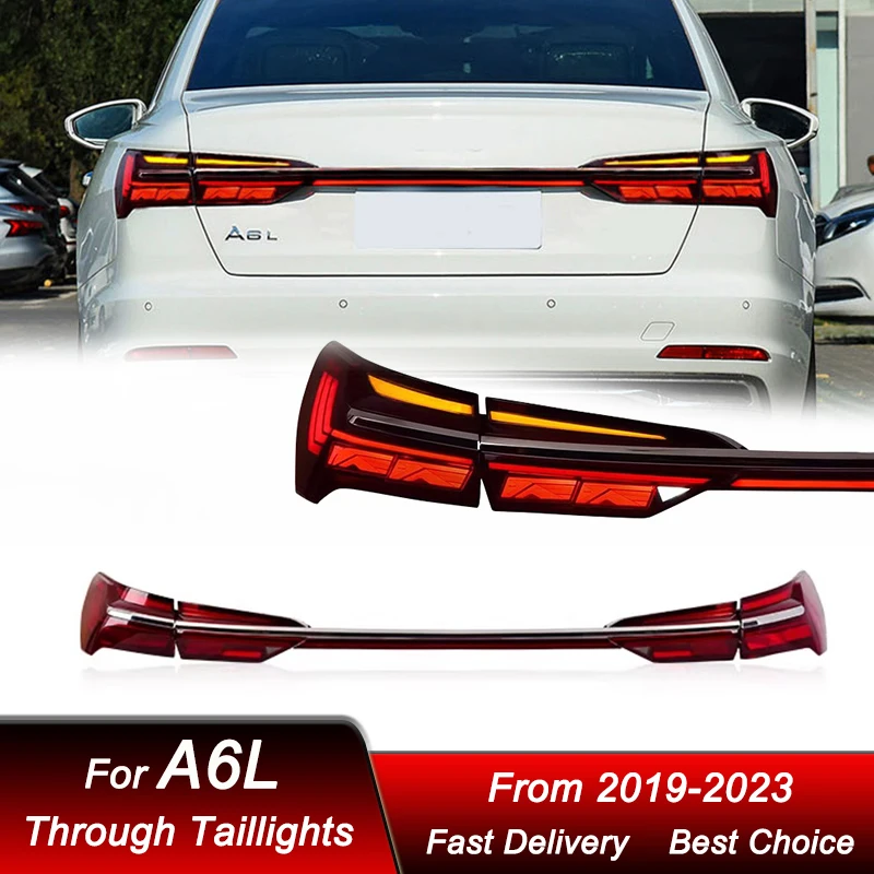 Автомобильные сквозные задние фонари для Audi A6L A6 2019-2023 C8, новый стиль, полностью светодиодный задний фонарь, динамический указатель поворота, задний фонарь в сборе (art.: 3920cb46eae61) - 3920cb46eae61