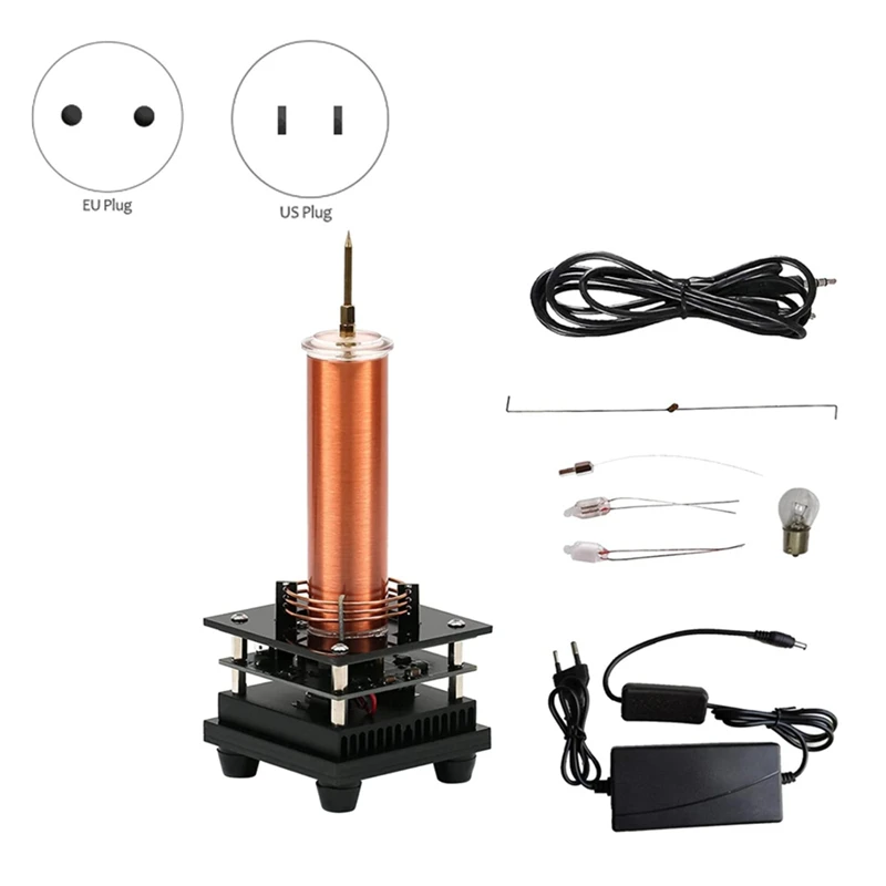 

1 Set Music Tesla Coil Arc Plasma Loudspeaker Wireless Transmission Experiment Desktop Toy Model, Black