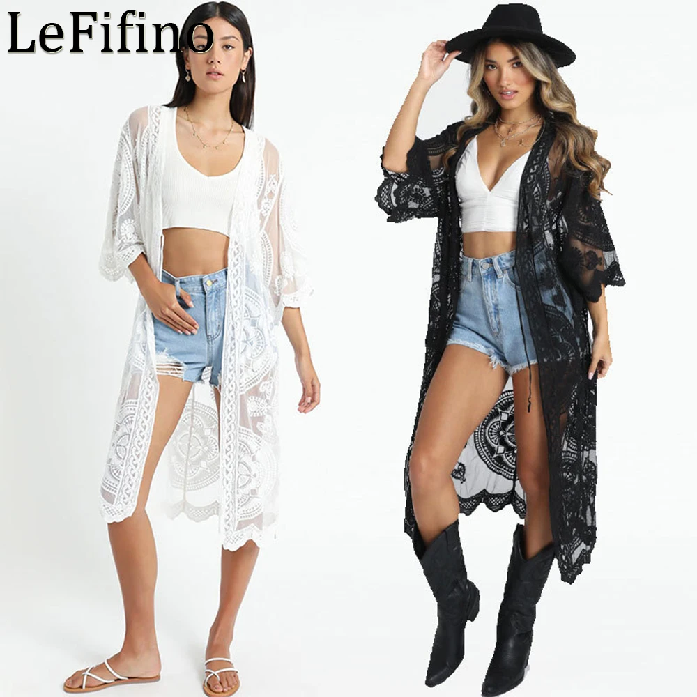 

Летняя модная новинка, Лидер продаж, свободный кружевной кардиган для отдыха на пляже, солнцезащитный костюм, купальник бикини, накидка для ...