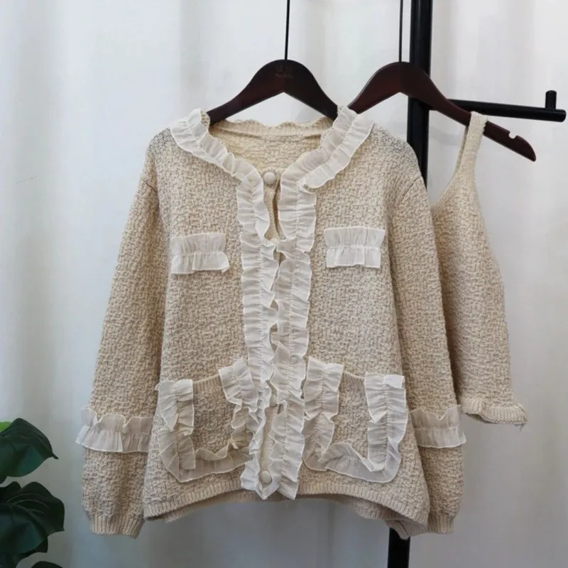 Французский вязаный кардиган с 3d цветами жилет для женщин модный свободный