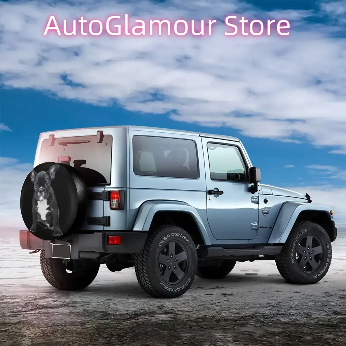 Фото Чехол для запасного колеса с французским бульдогом, сумка для Jeep Hummer, щенка, собаки, домашних животных, пыленепроницаемые автомобильные аксессуары 14 дюймов, 15 дюймов, 16 дюймов, 17 №3
