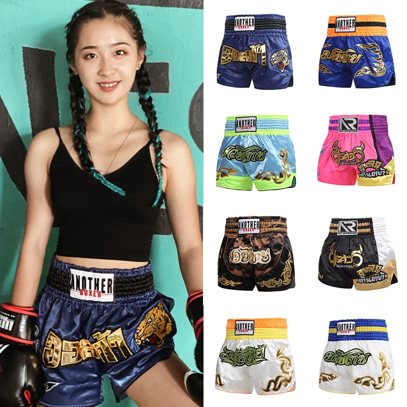 

Muay Thai Men's Shorts Tiger Embroidery MMA Shorts for Women Kids Camo Breathable Fight Grappling Boxing Pants Training Uniform