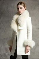 2021 fur coats parkas new autumn winter women elegant slim solid woolen coat fur collar and sleeve warm outwear fashion casaco