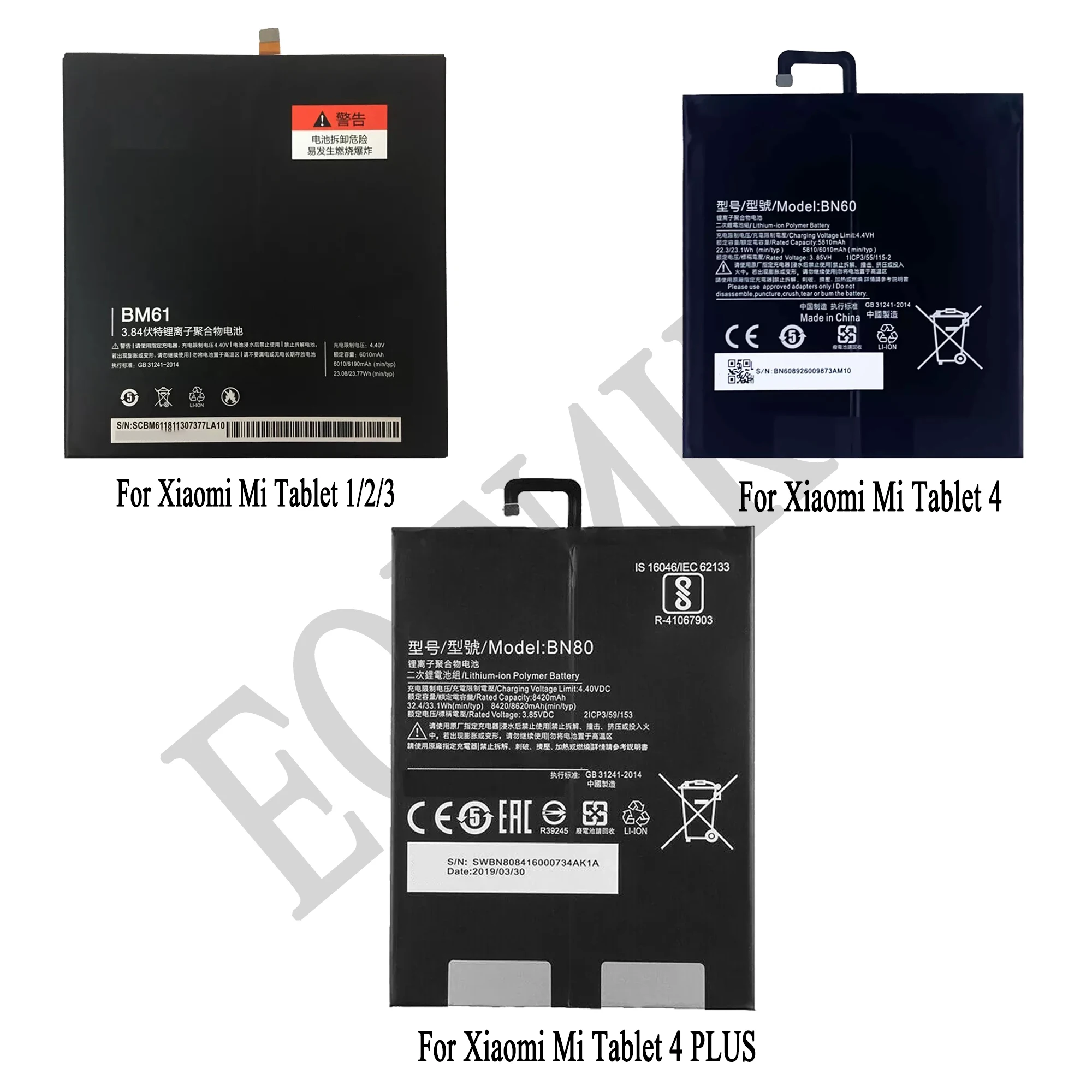 Enlarge 100% Orginal Tablet Replacement Battery For Xiaomi Pad 1 2 3 4 4 Plus BN60 BN80 BM60 Mipad1 2 Original Capacity TABLET Batteries