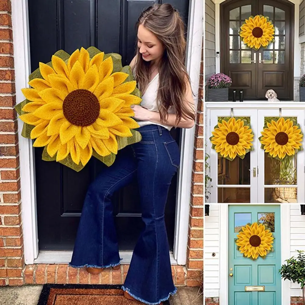 

Sunflower Garland Decoration Artificial Sunflower Wreath Wall Hanging Sunflowers Ornament For Farmhouse Cloth Door Decor 20 H0J3