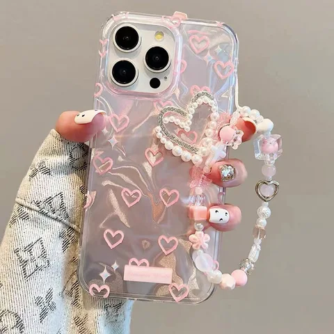 Чехол Love Heart Pearl 3D для Realme 14 Pro Plus 14T 12 13 11 C31 C33 C21 C20 C11 C67 4G 5G 8 7 Pro C2, чехлы для телефонов
