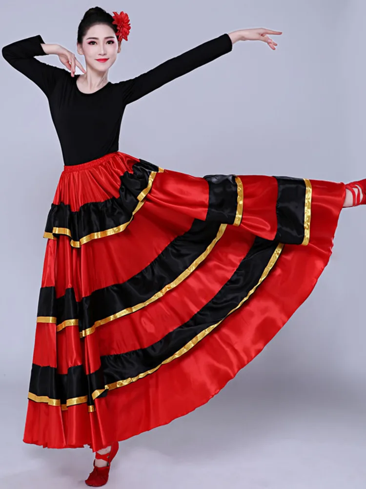 

Ruffle Ballroom Standard Skirts Women Street Dance Latin Clothing Classical Stripe Modern Woman High Waist Jazz Use Skirt