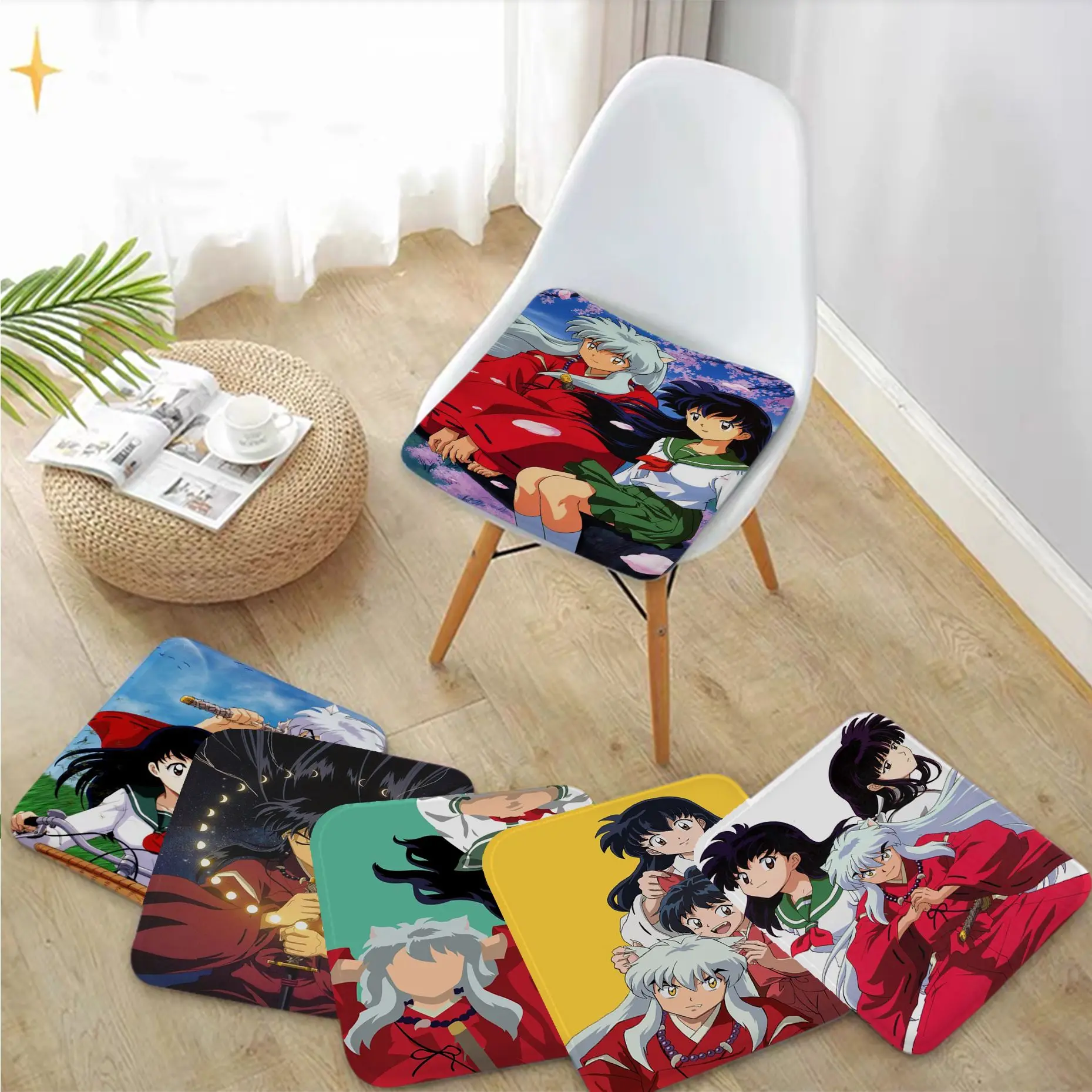 

Japanese Anime Inuyasha Style Chair Mat Soft Pad Seat Cushion For Dining Patio Home Office Indoor Outdoor Garden Seat Mat