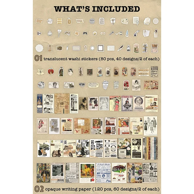 200 шт. винтажный пакет ефемеры нежелательный журнал набор альбом-ежедневник