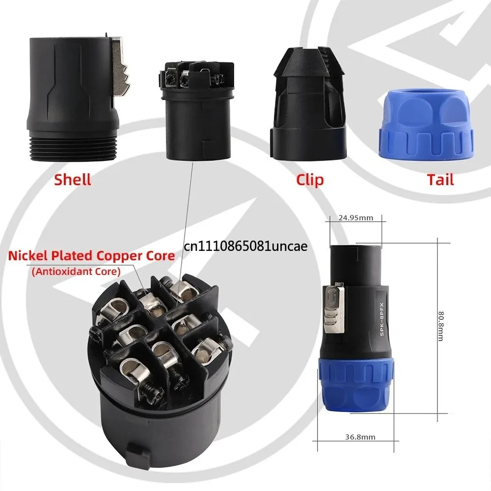 Фото Аудиоразъем SPEAKON SPK-8PFX, 8-контактный, профессиональный, для сценических колонок, 8-контактный, омный разъем №4