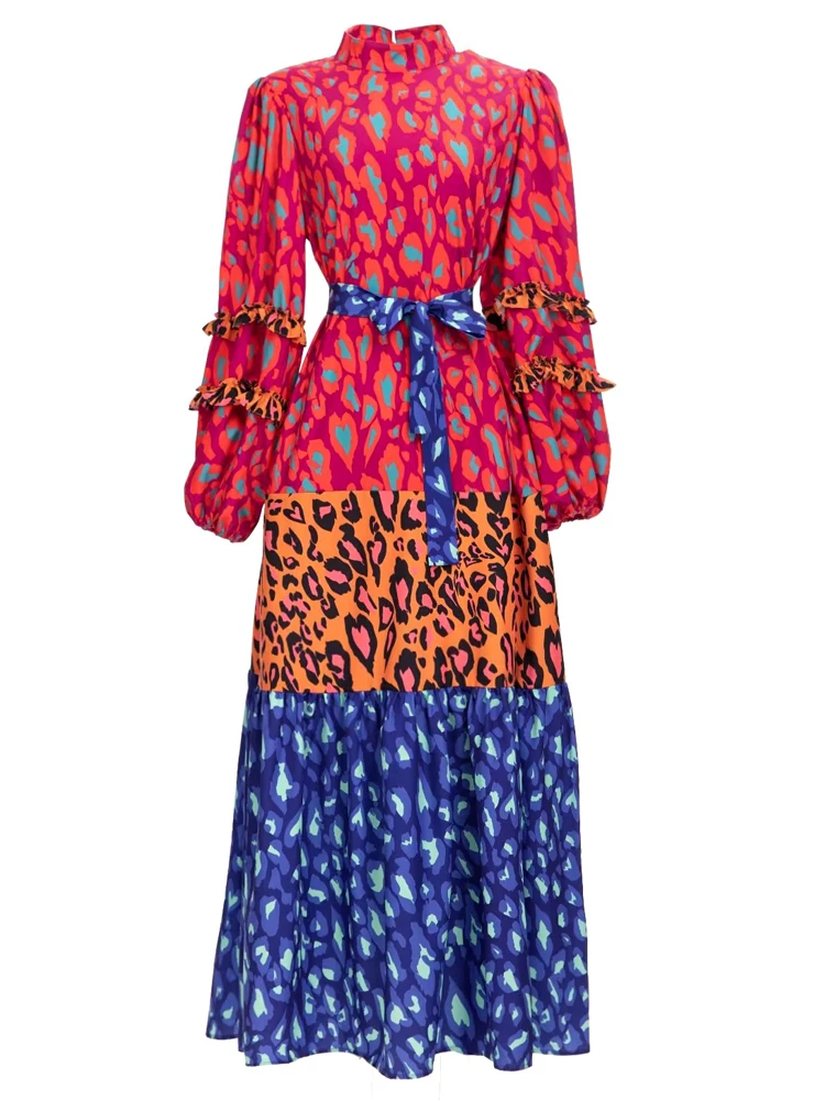 

Long Dress Runway Spring Autumn Women's New Designer Bohemia High Quality Sexy Casual Party Celebrity Elegant Chic Print Dresses