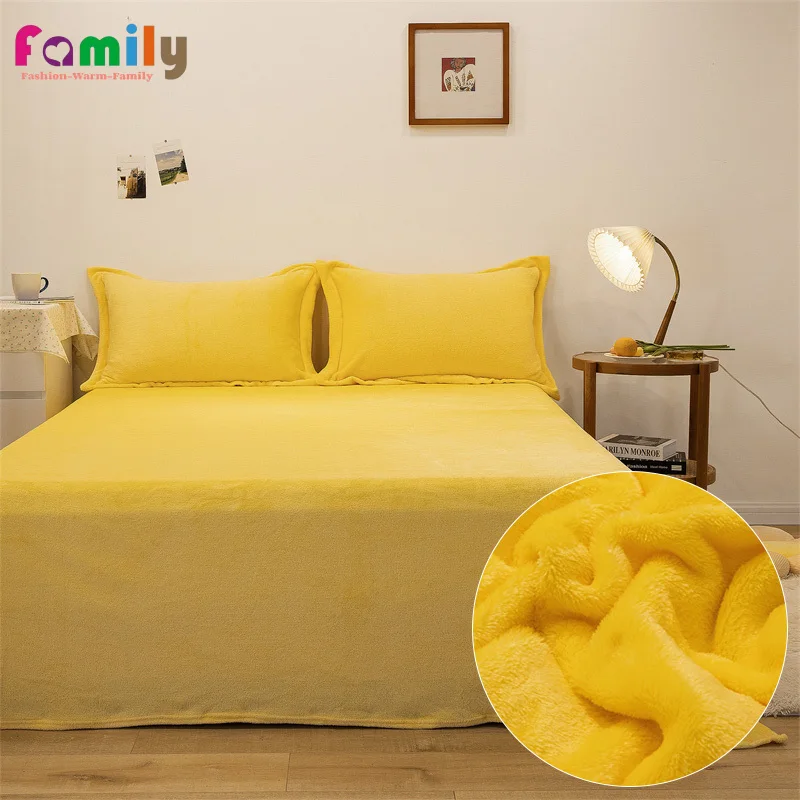 

Velvet Bed Sheet Thickened Winter Warm Flannel Blanket Version Bed Cover Queen King Bedspread Home Decor Coverlid Pillowcases