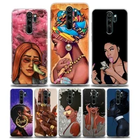 clear phone case for redmi 10c note 7 8 8t 9 9s 10 10s 11 11s 11t pro 5g 4g plus soft silicone case cover african gir art diyl
