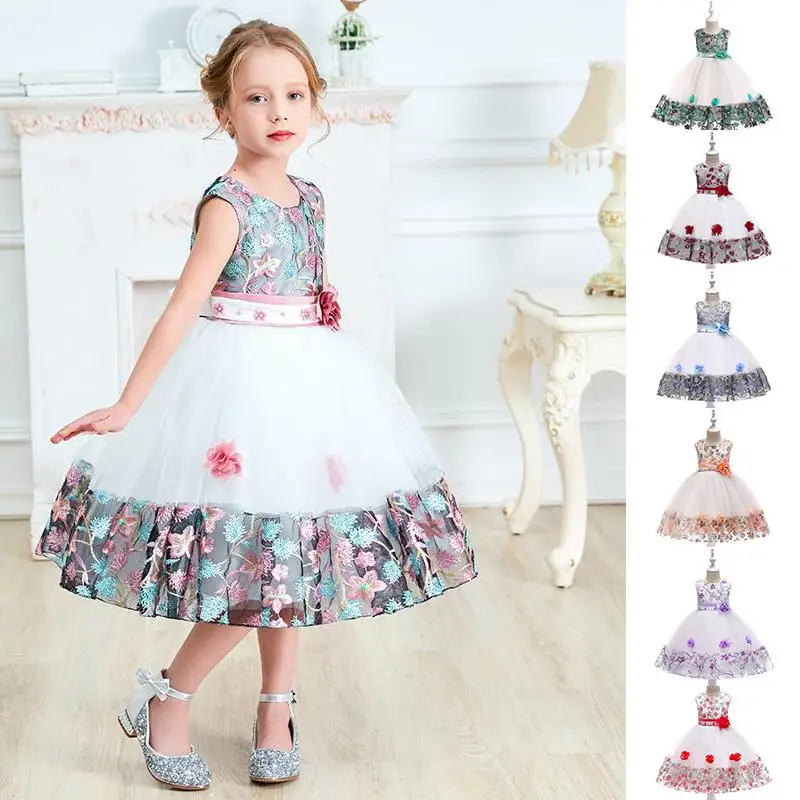 

Summer Flower Dresses for Girls Children Birthday Party Wedding Dress Prom Evening Princess Dress Costums Kids Clothes 3-8 Years