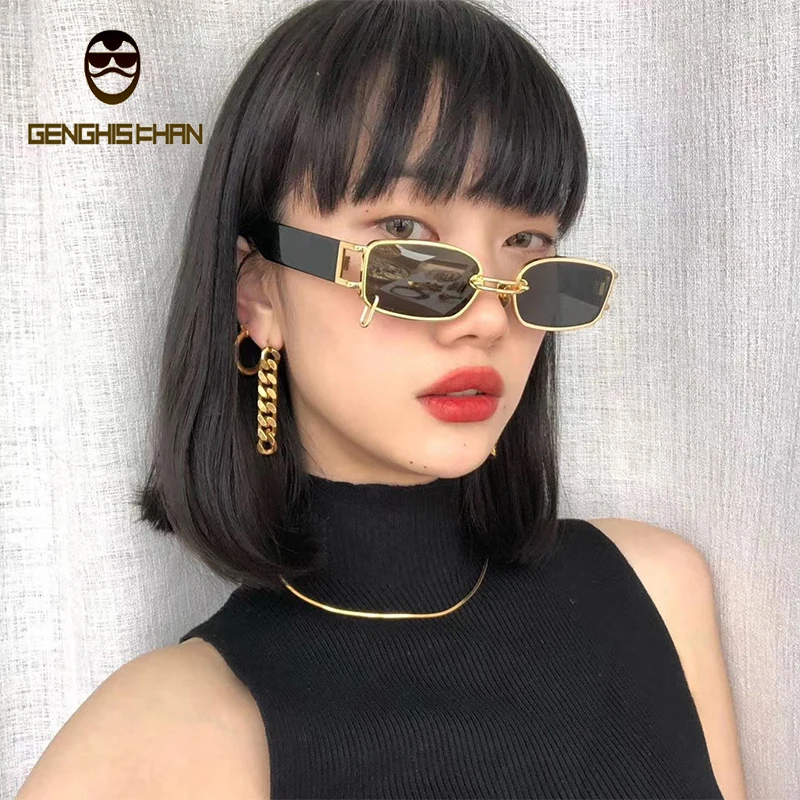 

New Popular Punk Sun Glasses Fashion Small Rectangle Women Sunglasses Brand Designer Vintage Men Square Sun Glasses Shades UV400