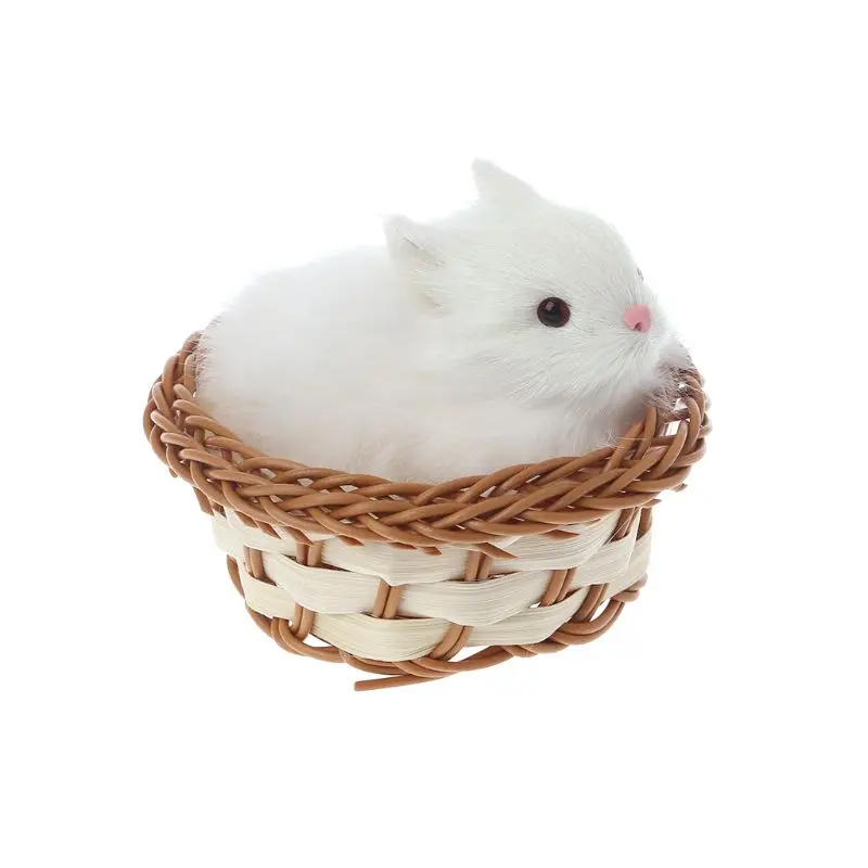 Фото Реалистичные заяц кролики в корзине пушистые плюшевые игрушки ремесло