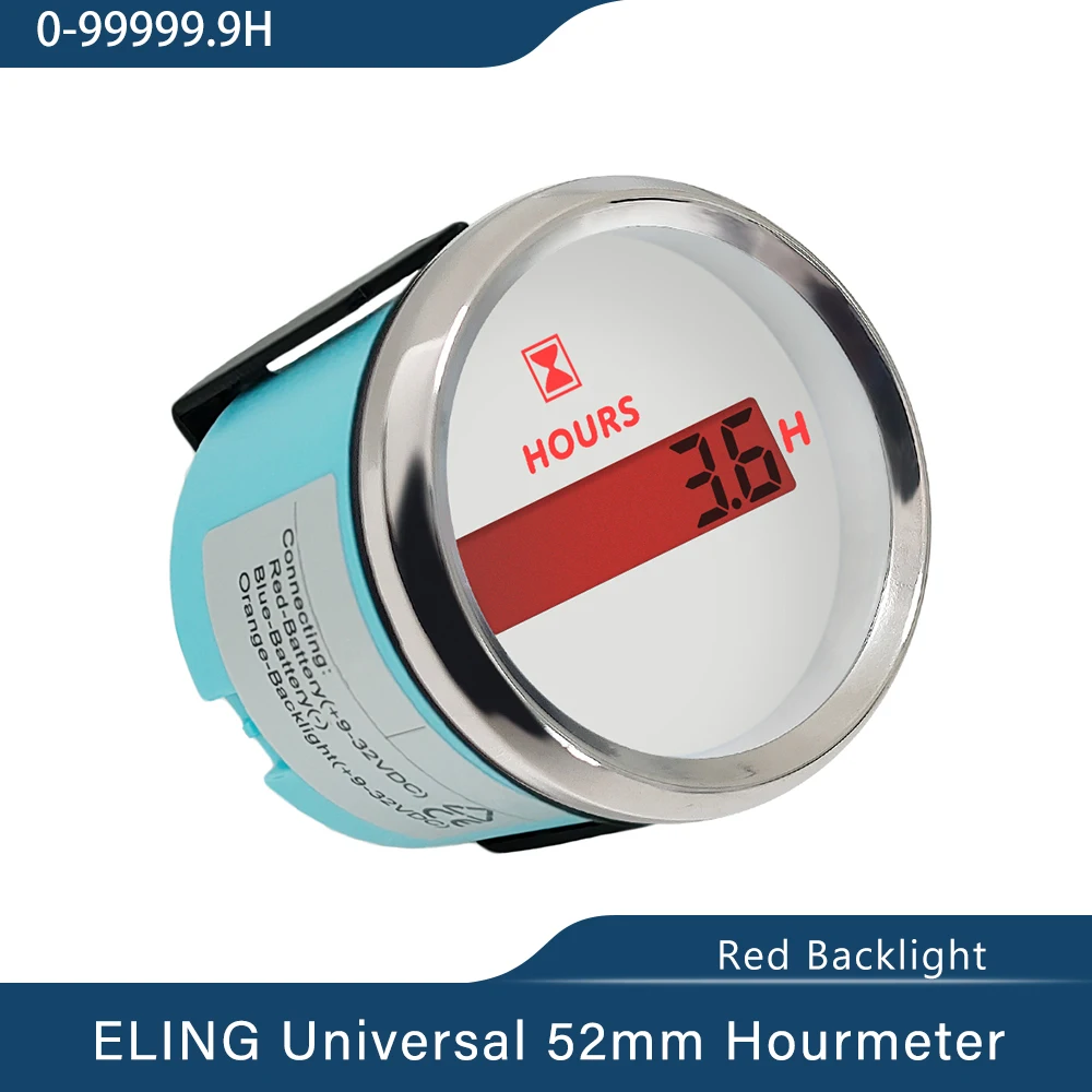 

Universal 52mm Digital Hour Meter Gauge LCD Engine Hour Meter Gauge with Red Backlight for Car Boat Yacht