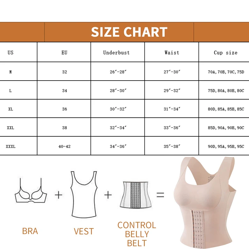3-in-1 Waist Buttoned Bra Shapewear, Adjustable Straps Body Shaper Waist Tank Top for Women's Shapewear Yoga Workout Underwear