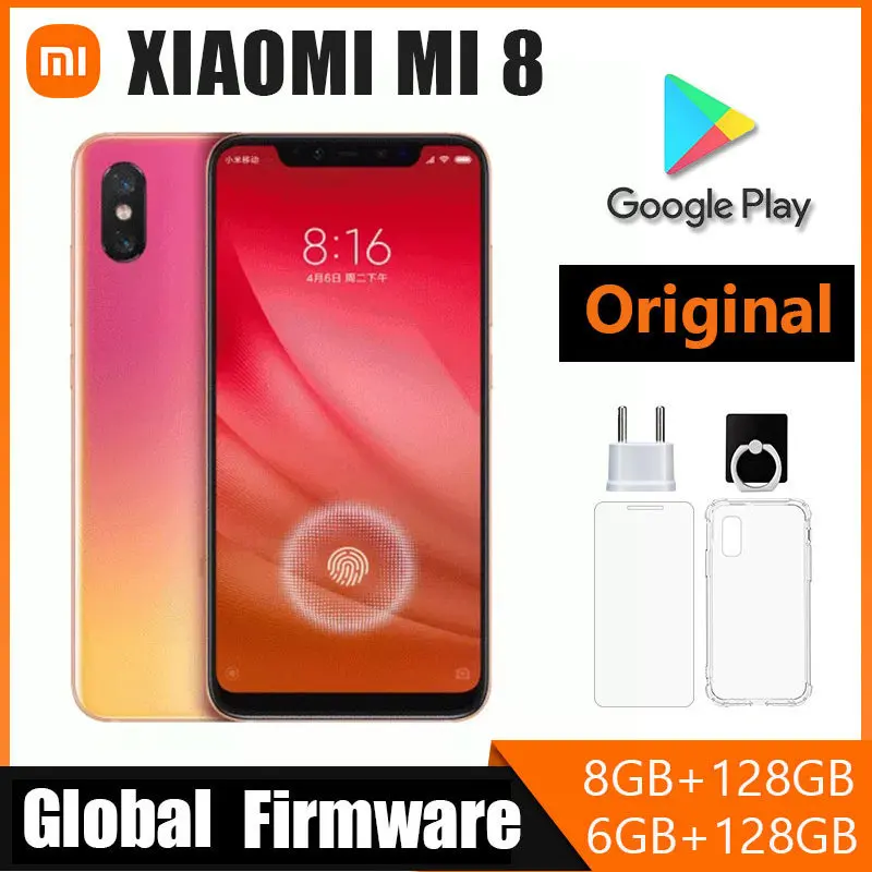 Original Xiaomi Mi 8 /xiaomi 8 Pro Smartphone, Snapdragon 845 Android Cellphone Fingerprint NFC 3000 mAh (Random Colour)