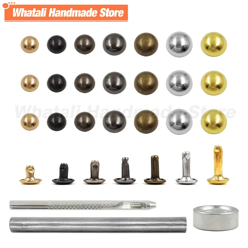 

100Set 5-12mm Dome Double Cap Rivets Metal Round Stud For Repair Shoes Bag Clothing Garment Leathercraft Accessories With Tools