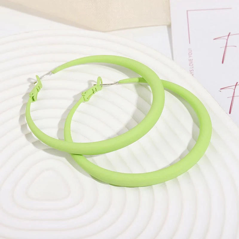 

Candy Colors Green Big Circle Women Earring European And American Fashion Personality Exaggerate Jewelry Dance Party Contest New