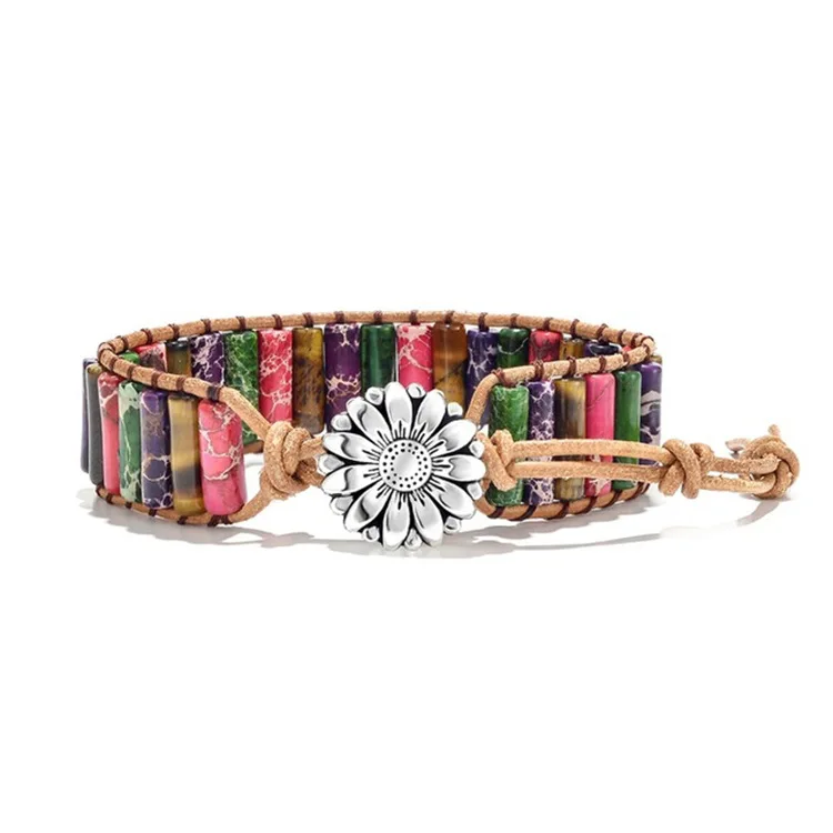 

New Emperor Stone Bracelet Hand Woven Piposimia Turquoise Flower Buckle Creative Handaccessories Wholesale