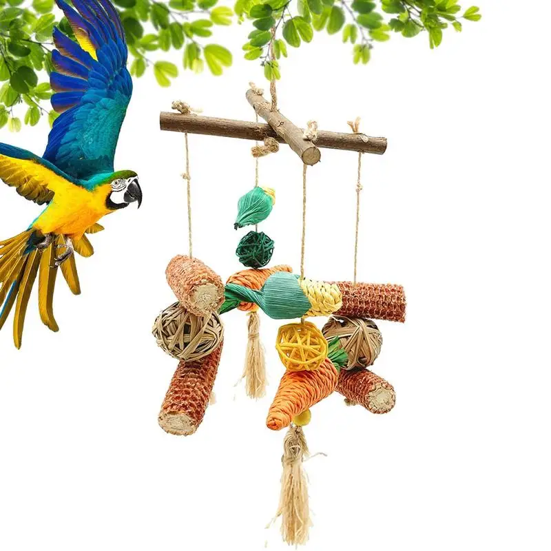 

Parrot Toy Multi-Colored Parrot Chew Toys Bird Chew Toys Natural Corn Cob Colored Wooden Blocks Sturdy Nut Parrot Toy For Small