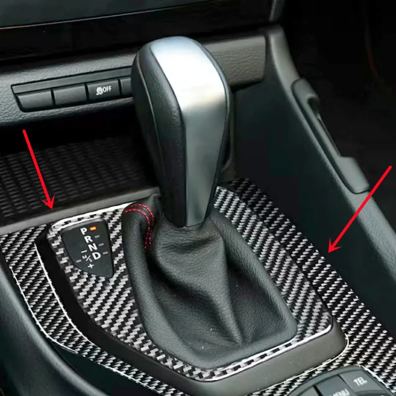 Auto Getriebe Shift Panel Dekorative Abdeckung Trim Streifen Carbon Faser Aufkleber Für BMW X1 E84 2011 Auto Styling Innen Zubehör