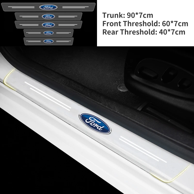 

Акриловые прозрачные автомобильные наклейки на порог двери заднего багажника для Ford Mustang Focus Mondeo Fiesta Ecosport Explorer Transit Ranger