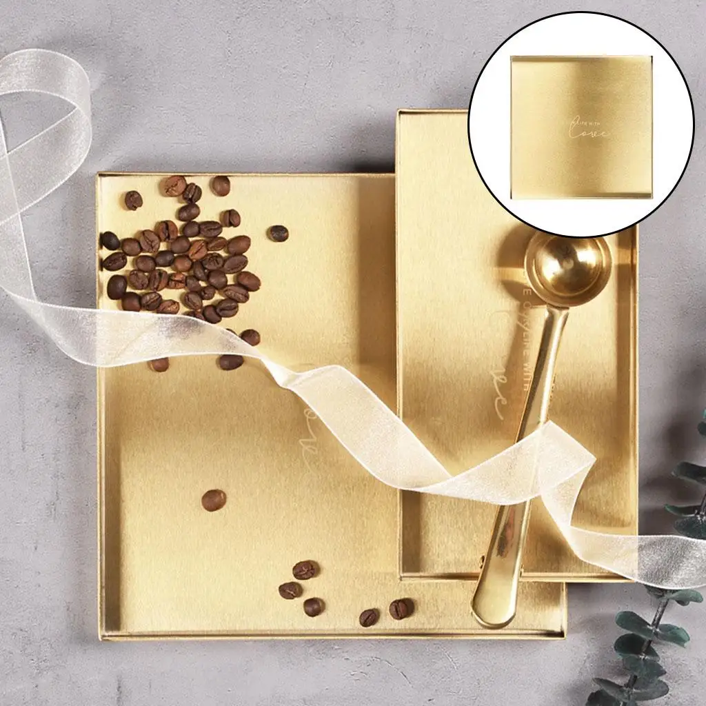 Gold Plated Decorative Serving Tray Presentation Plates for Snack Cake Jewelry Watch Cosmetic Washing Storage Organizer Dish images - 6