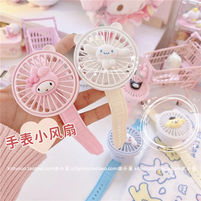 Kawaii Sanrios Mini Fan Kuromi My Melody Cinnamoroll помпон пурин Мультфильм милая девушка сердце летние