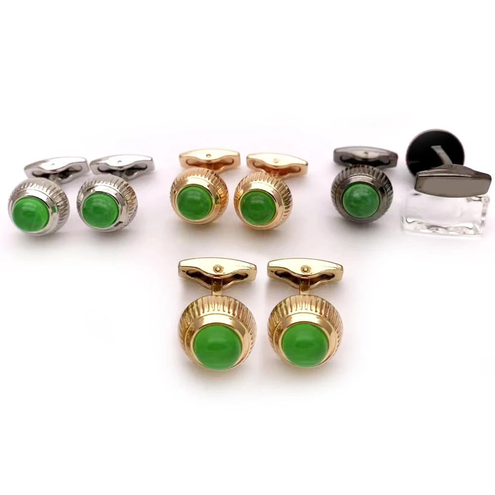 

MAS Luxury High Quality CT Sports Car Head Light Green Cuff Links Detail Business Suit Shirts CuffLinks Classic Buttons Box Set