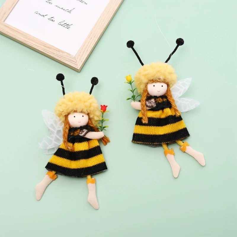 

2pcs Lovely Bee Angel Girl Pendant Oranments Spring Summer Farmhouse Hanging Decoration Bee Lover Valentines Day Teachers Day Gi