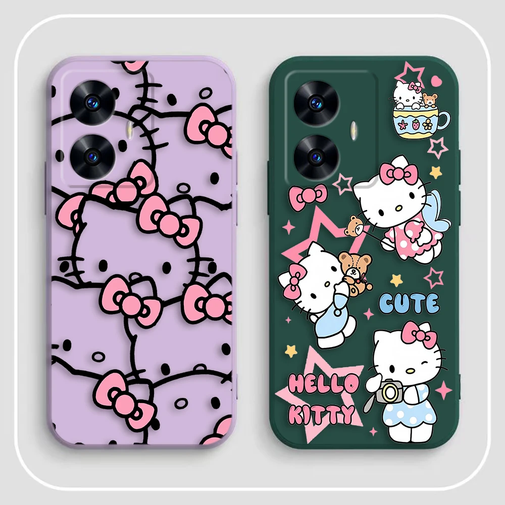 Розовый чехол для телефона Hello Kitty Kawaii Cat Realme C65 C63 C53 C35 C55 C33 C30 C21Y C20 C12 C11 GT 2 XT NARAO 20 30 50
