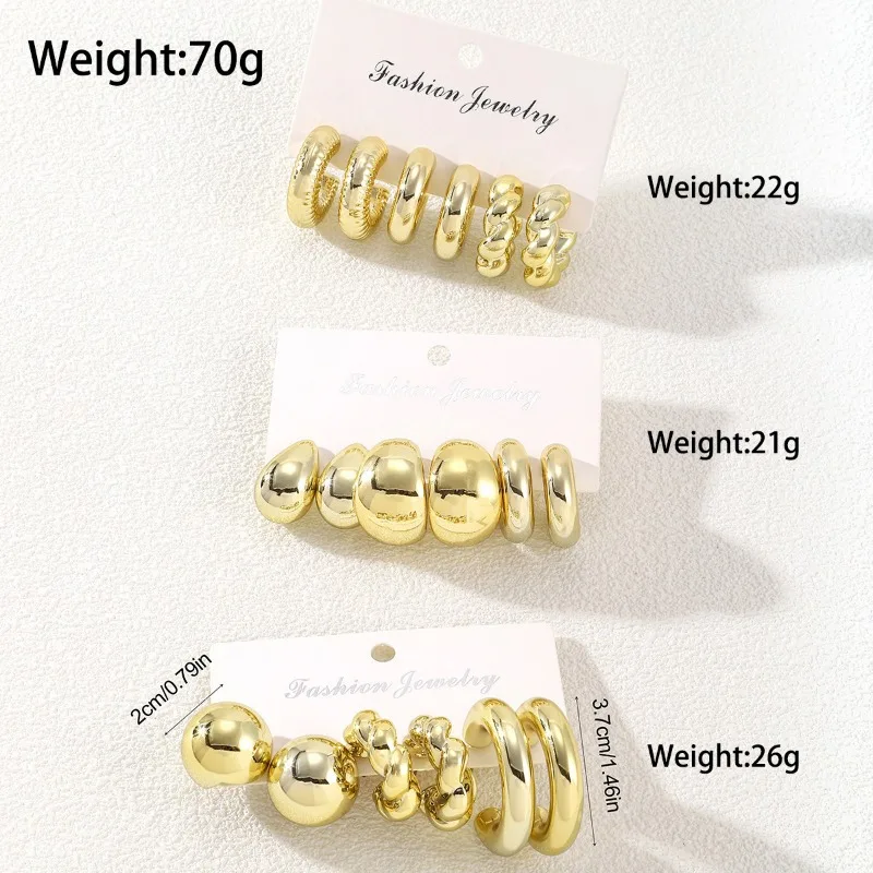 2024 Новые модные золотые персонализированные преувеличенные серьги CCB из 18 шт.