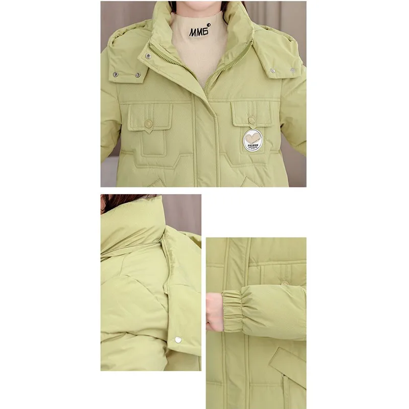 Корейская свободная плотная теплая парка с ярким лицом пальто из хлопка