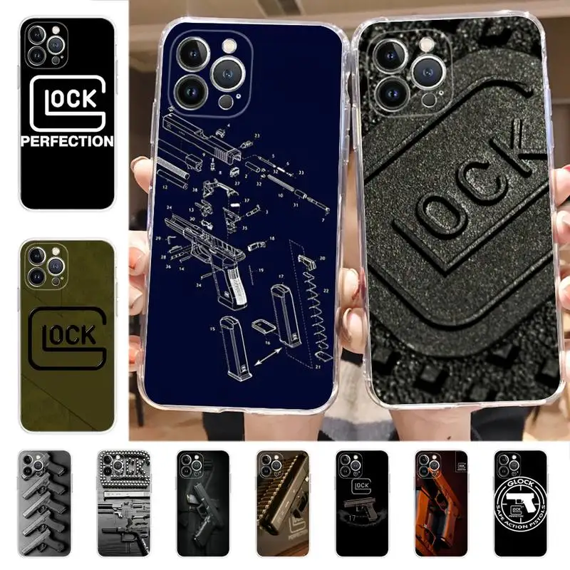 

Glock Handgun Phone Case For iPhone 14 11 12 13 Mini Pro XS Max Cover 6 7 8 Plus X XR SE 2020 Funda Shell