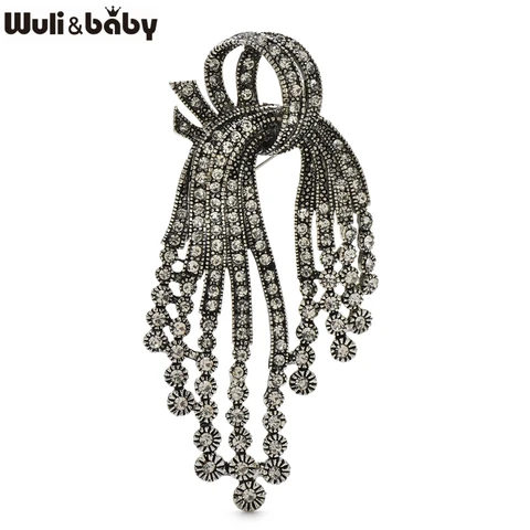 Броши Wuli&baby с кристаллами и бантом