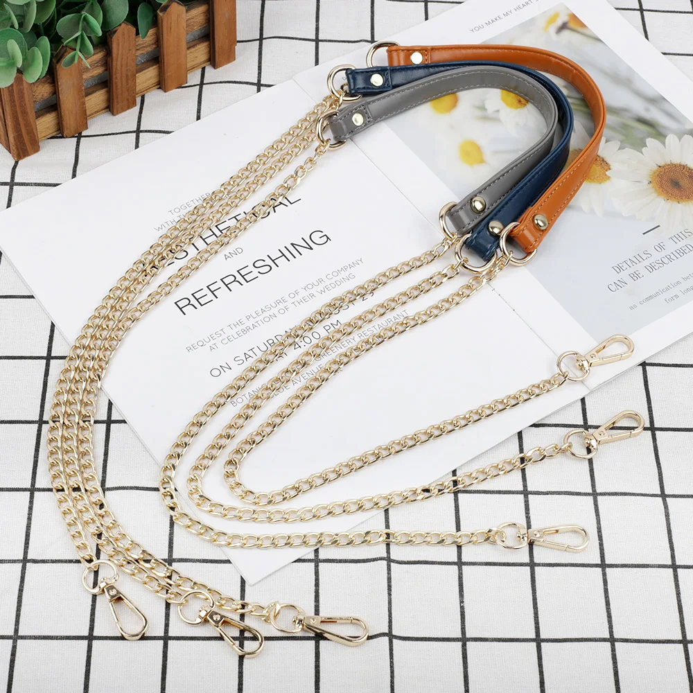 

Metal Bag Chain Accessories PU Leather Bag Handle For Women Handbag Shoulder Crossbody Strap Replacement Bag Strap
