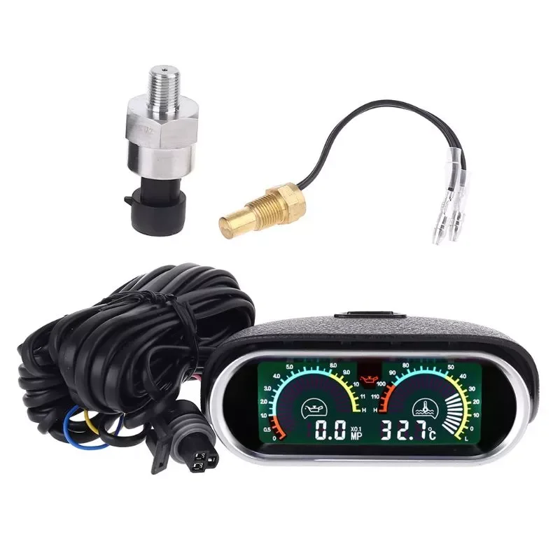 

Functions 12v/24v Universal Truck Car Oil Pressure Gauge + Water Temperature Gauge Set Meter 10mm M10 1/8 NPT Sensor
