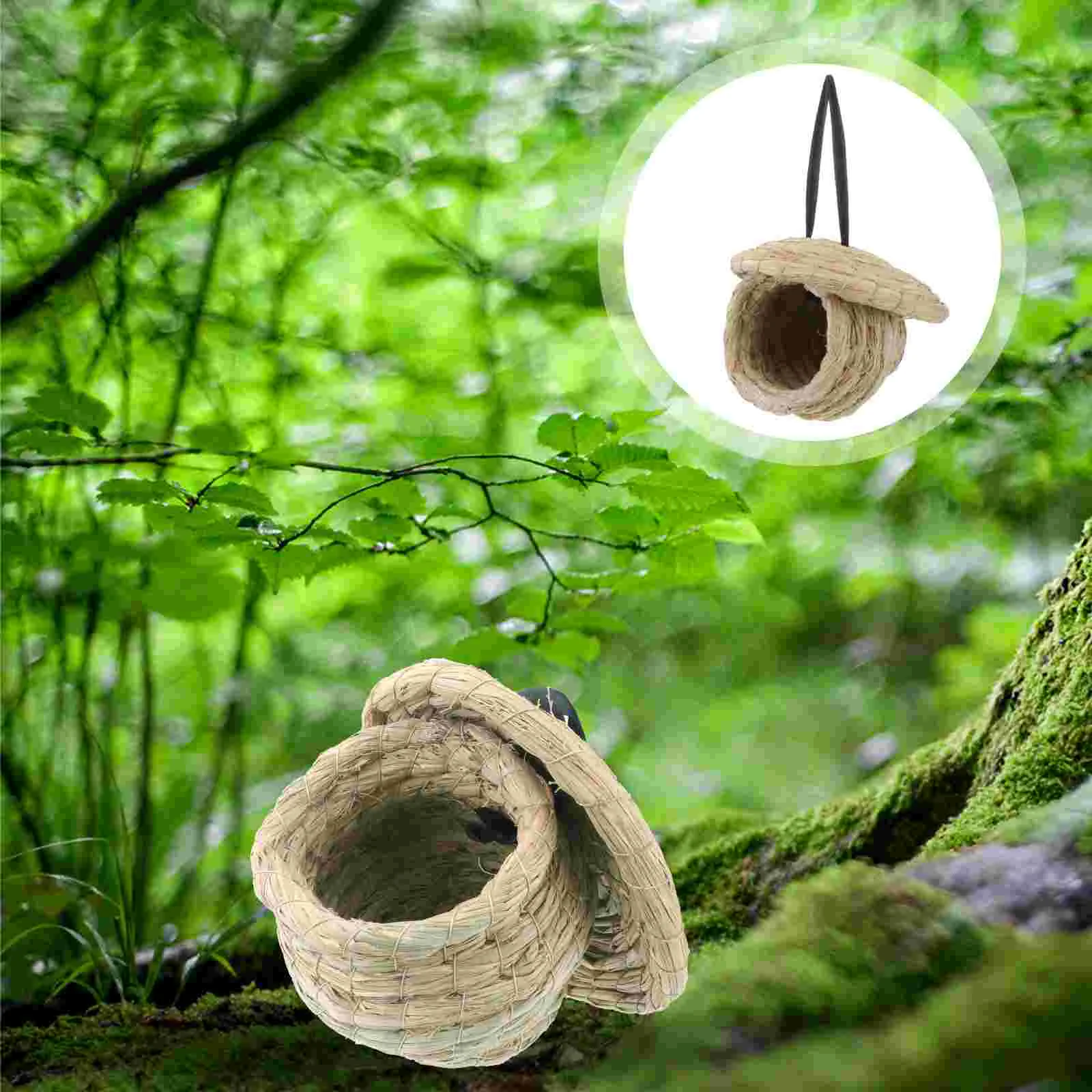 

Bird Strawhouse Finch Box Birdcage Small Pets Handwovenparakeets Hanging Hummingbird Parakeet Warmer Cage Birds Nesting Squirrel