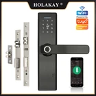 HOLAKAY Wi-Fi электронный дверной замок с приложением Tuya удаленнобиометрический отпечаток пальцасмарт-картаПарольразблокировка ключа